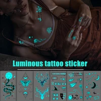 3d luminous tattoo sticker for men girls geometric flowers feather butterfly water transfer disposable tattoo ra093