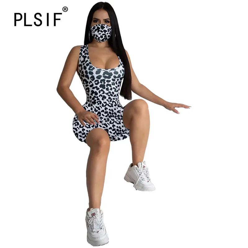 Популярный модный сексуальный Леопардовый женский комбинезон летний жилет