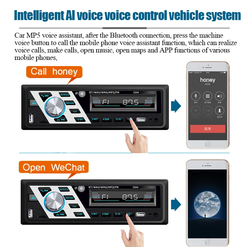 Автомобильный радиоприемник Bluetooth 4 2 24 В OLED U-диск USB цветная Кнопка MP3 плеер FM