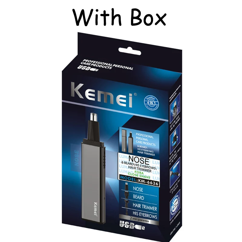 With box-item 1 4 в 1, триммер для носа, Перезаряжаемый USB, Мужская бритва, набор для удаления волос, для бакенбардов, ушей, бровей, бороды, тример для ухода за лицом, электрический - Цвет: With box-item 1