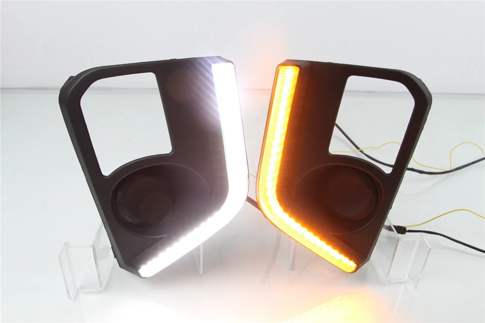 1 Set For Mitsubishi Triton L200 2019 2020 LED DRL Daytime Running Lights Fog Lamp Cover with Yellow Turn Signal | Автомобили и