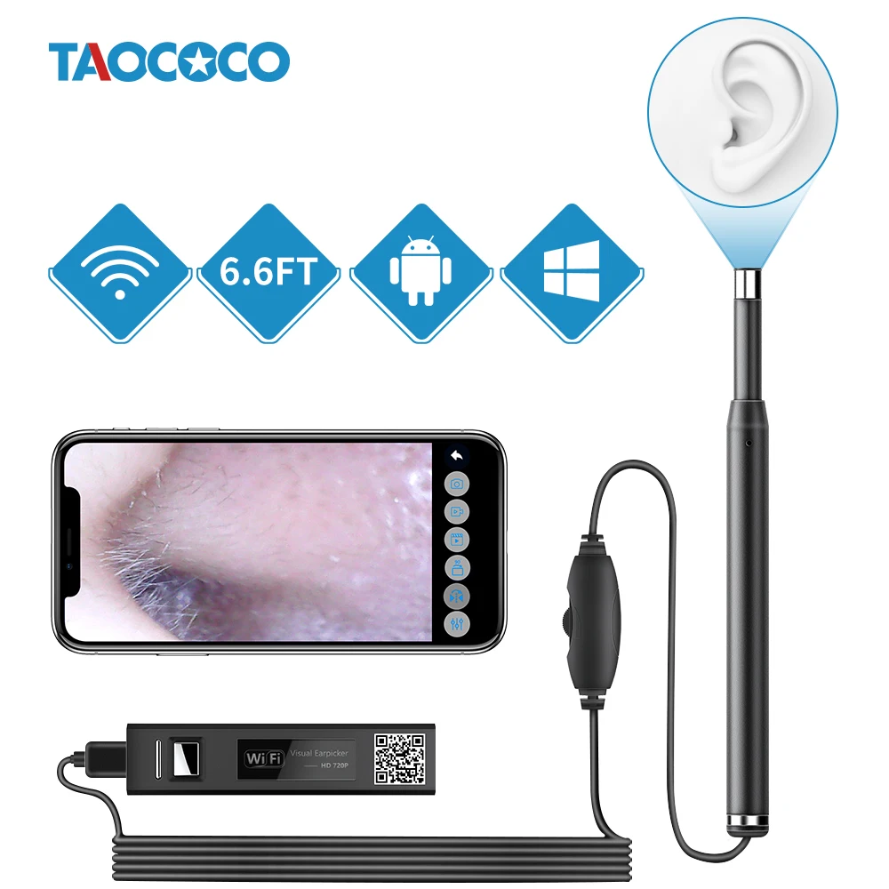 Мини ухо нос Otoscope медицинский WIFI эндоскоп камера 5 мм 2 м водонепроницаемый мягкий
