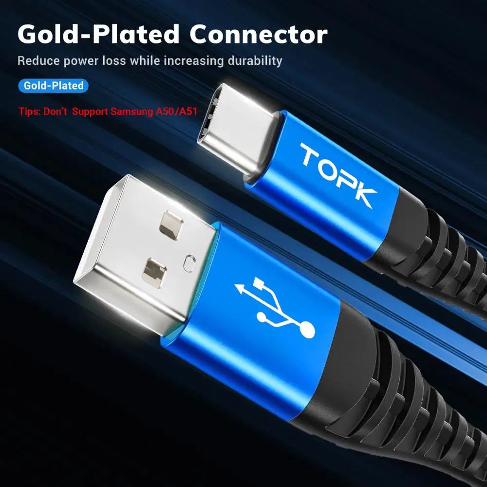 topk an24 micro usb cable type c cable 3a fast charging for samsung mobile phone data cable type c for xiaomi redmi note 8 free global shipping