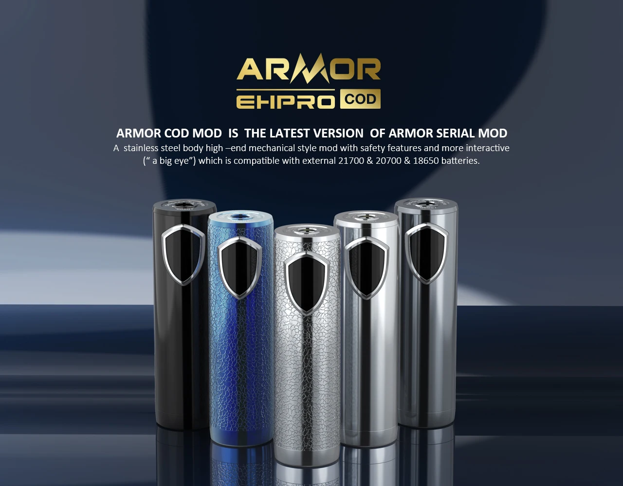 

Original Ehpro Armor COD 21700 Semi-Mech MOD for ingle 20700/18650/21700 battery electronic cigarette mechanical mod