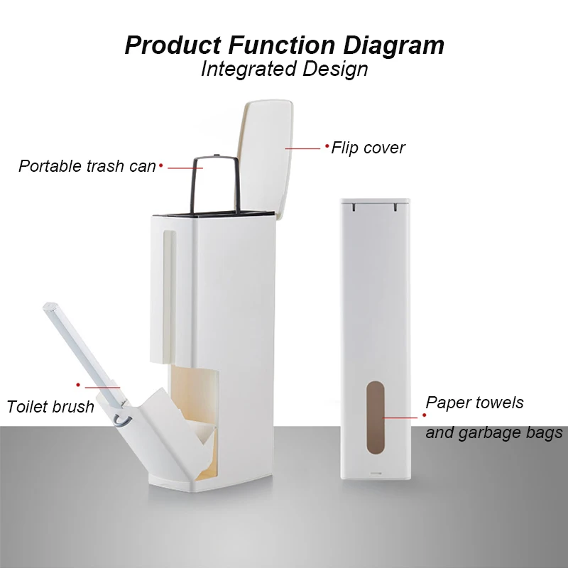 plastic bathroom trash can with toilet brush waste bin narrow dustbin garbage bucket kitchen bathroom household cleaning tools free global shipping