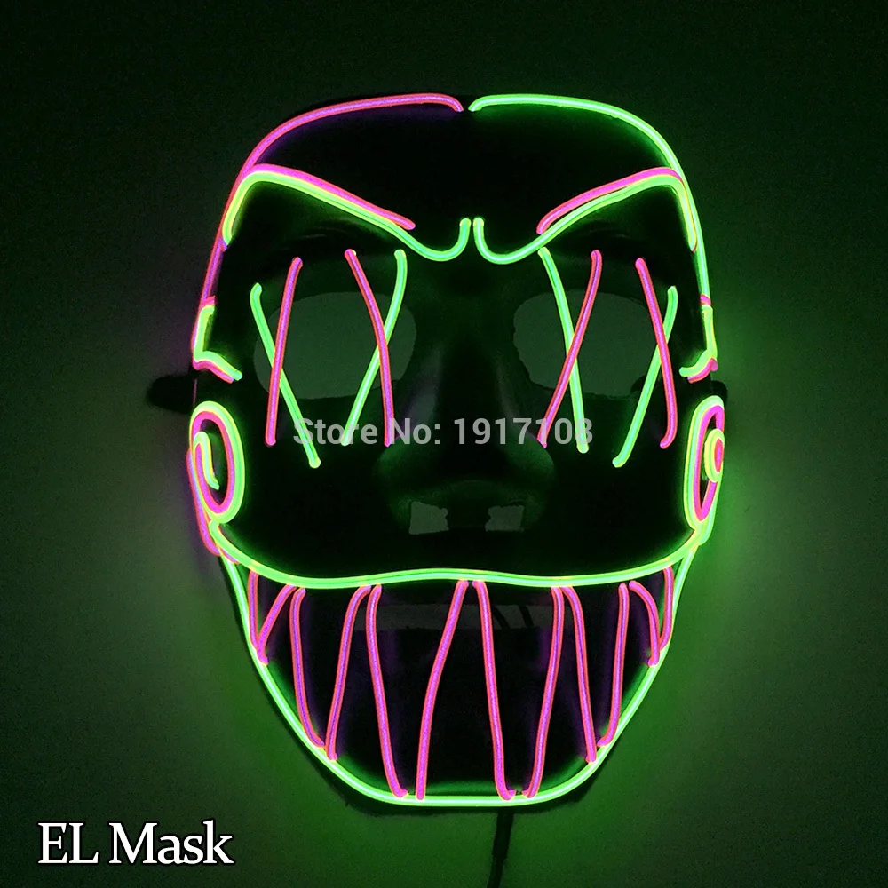 mask 31 Лидер продаж EL Wire светящаяся маска Nenon светильник костюм маска светодиодный Вечерние Маски для страшной тематики косплей маска украшение - Цвет: mask 31