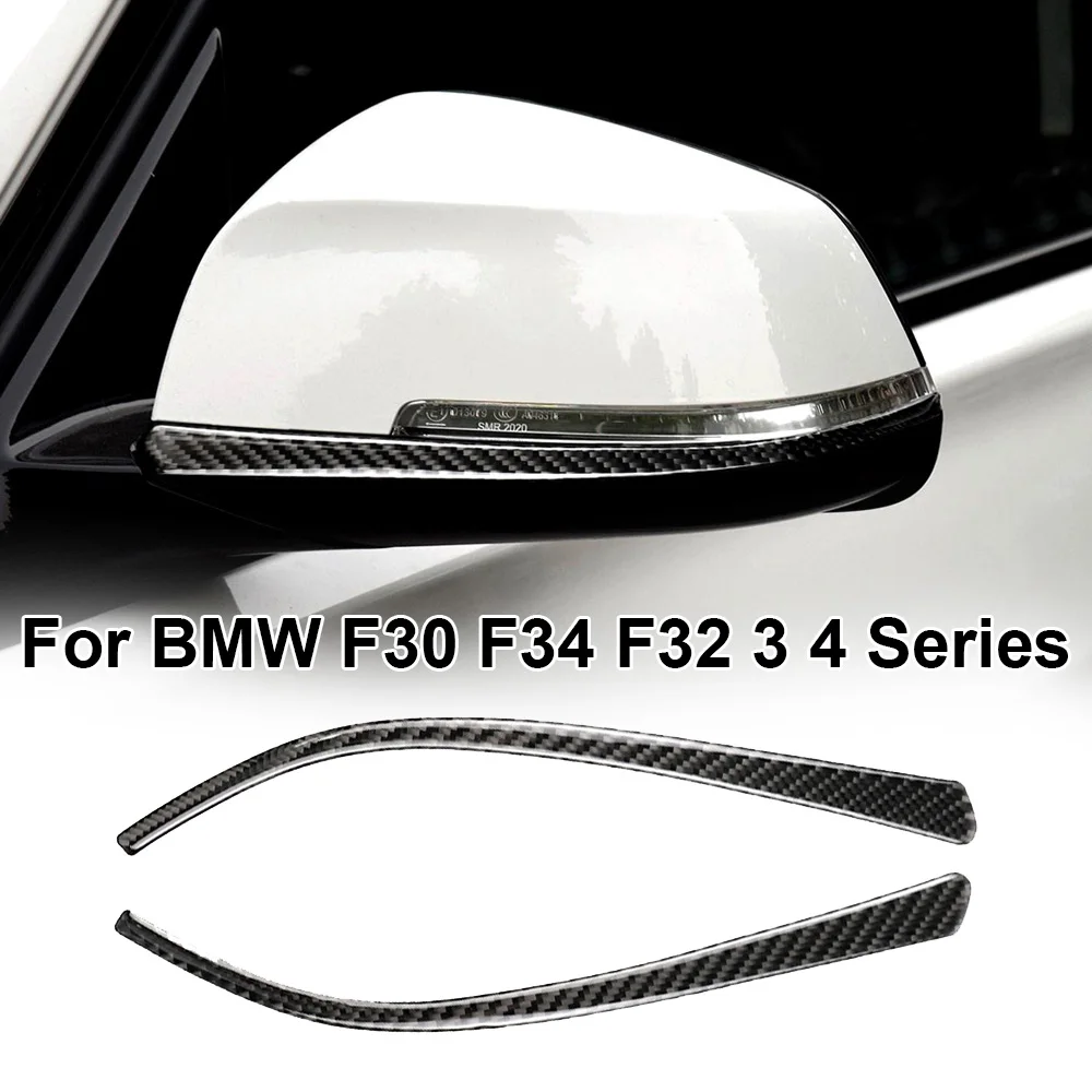 

2 pcs Car Exterior Side Mirror Trim Stripes Black Real Carbon Fiber Trim For BMW GT F30 F31 F32 F33 F34 F36 Black Carbon Fiber