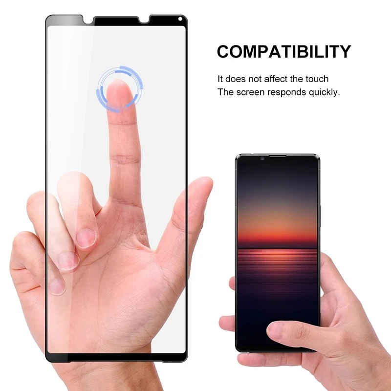 2 шт. для Sony Xperia 1 5 10 II III защитный чехол экрана полностью клеящееся закаленное