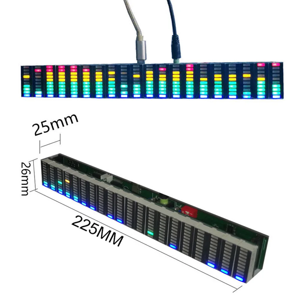 Светодиодный музыкальный стереофонический VU измеритель анализатор спектра 20