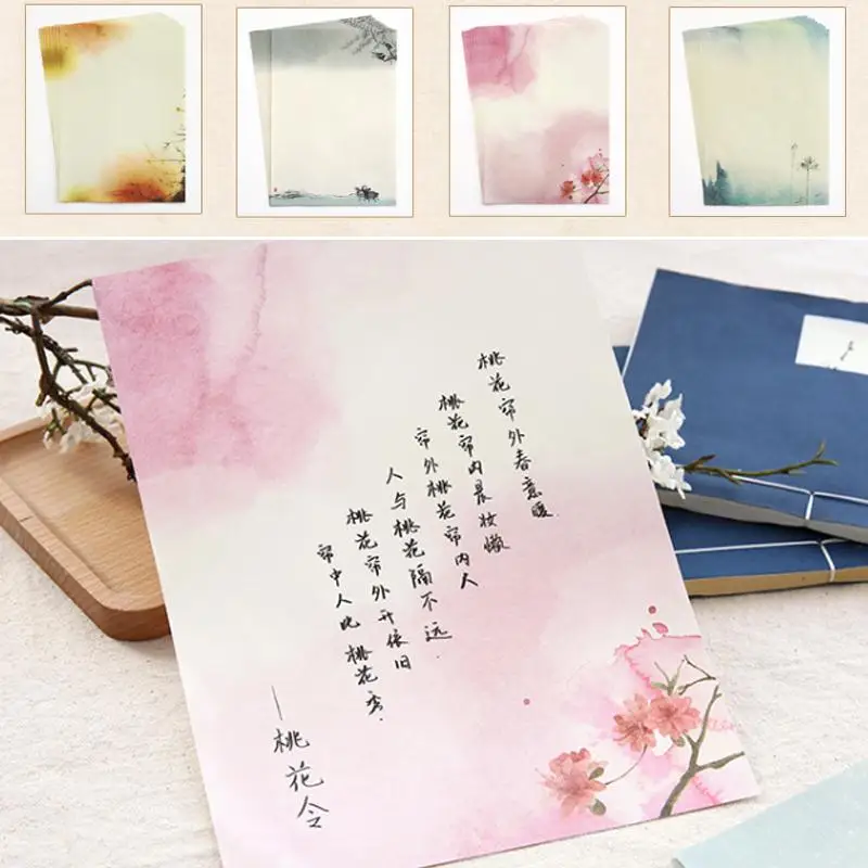 

8 PCS Antique Paper Postcards Craft Paper Envelope Chinese Style Paper Elegant School Design Gift Pure and Fresh Writing Retro