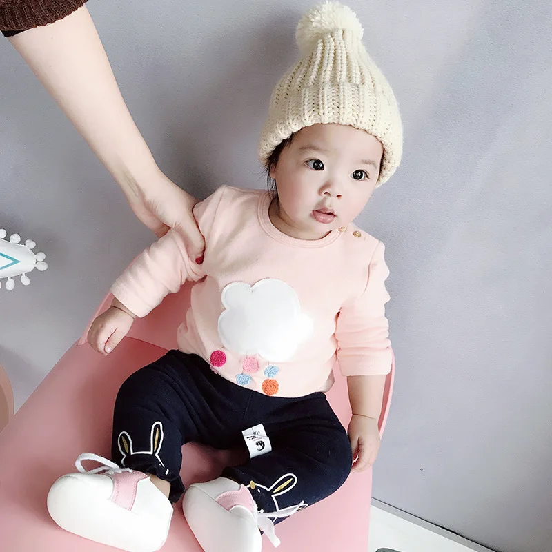 Осенне зимние детские толстовки с капюшоном для маленьких девочек длинными