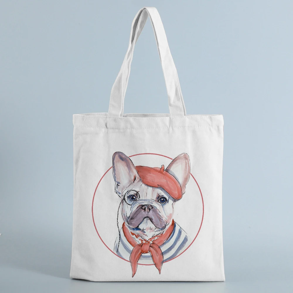

Female travel Shoulder Bag Canvas shopping Bag Harajuku Reusable dog Graphic Canvas WomenTote Fashion Ladies Tote Shopper Bag