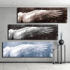 Фреска с крыльями ангела, черно-белая, плакат HD фотографии напечатанная на холсте, интерьер детской комнаты, спальни, настенное украшение, искусство