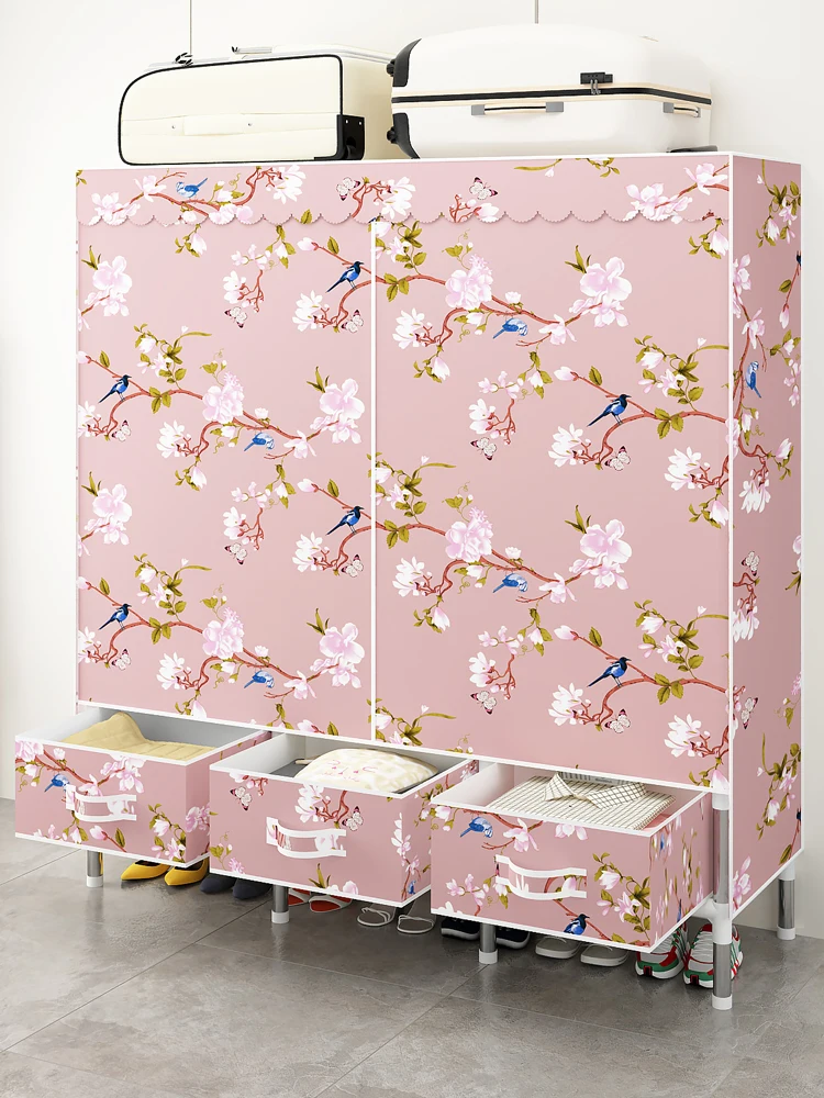 Простой подвесной гардероб с тканевым выдвижным ящиком стальной плотный шкаф