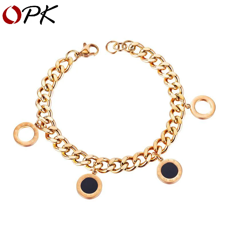 

Fashion retro Roman digital round card player net red same shell pendant titanium steel bracelet