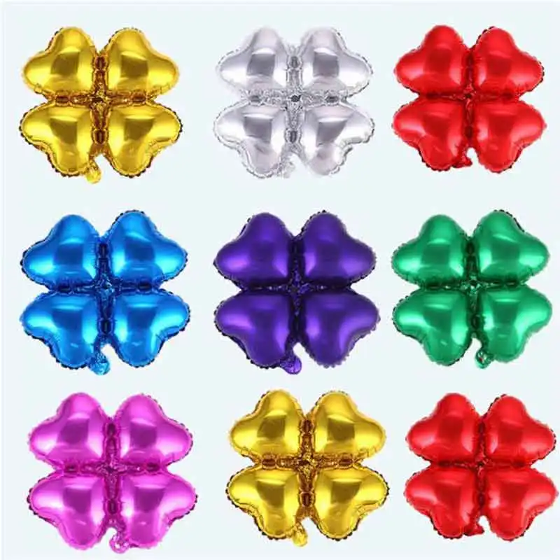 

10pcs/set 4 petals 18inch aluminum foil balloons four leaf clover baloes building column arch for wedding decor globos