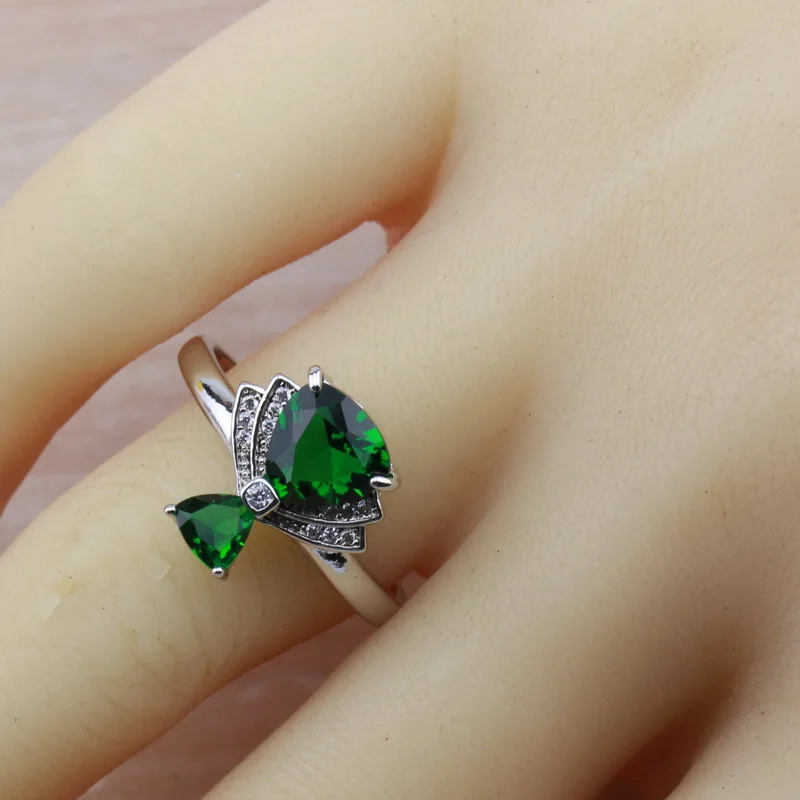 6-Color Now Low Price Wholesale Silver Color With Natural Stone CZ Green Jewelry Sets For Women Stud Earrings/Bracelet/Ring | Украшения и