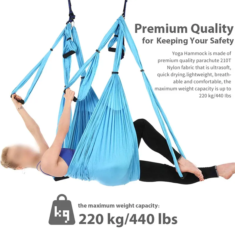 

Full Set 6 Handles Anti-gravity Aerial Yoga Ceiling Hammock Flying Swing Trapeze Yoga Inversion Device Home GYM Hanging Belt