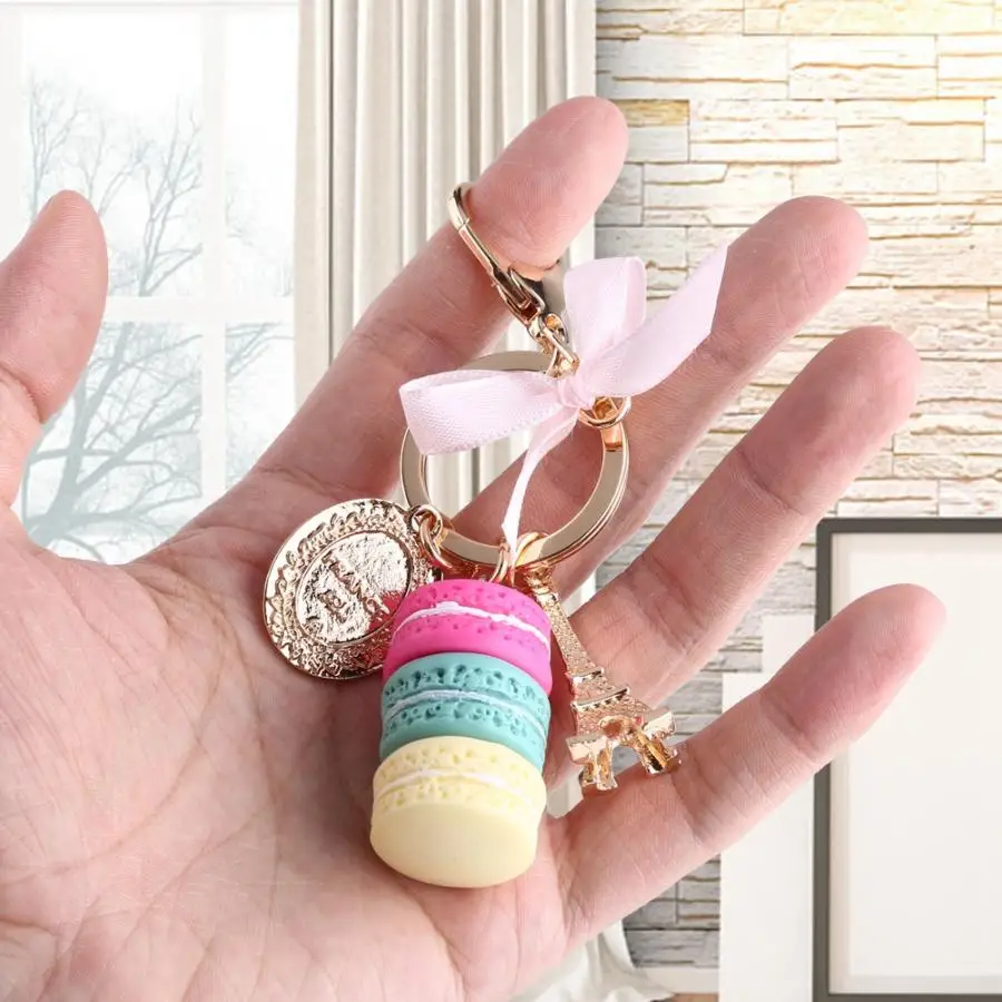 Свадебные подарки для гостей Красочный Милый сплав башня макарун брелок с