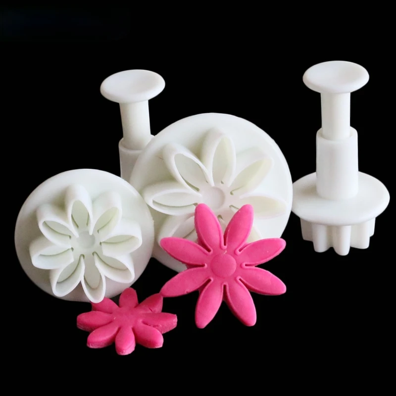 

4pcs/Set Daisy Flower Cookie Chocolate Cake Mould DIY Fondant Printing Decorating Wedding Birthday Cake Bakeware Tools