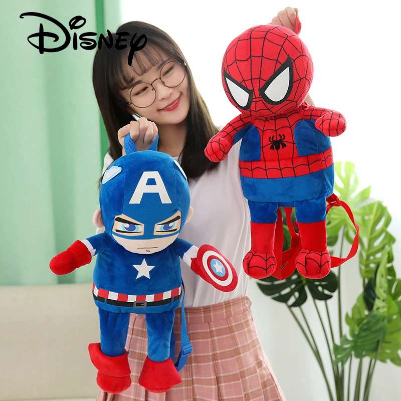 

42cm Cartoon Anime Avengers Plush Backpack Toy Spiderman Ironman Captain America Soft Stuffed Plushie Doll Children Toy Gift