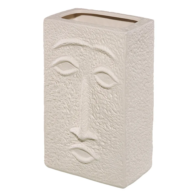 

Nordic Flower Vase Human Face Design White Ceramic Vase Creative Flower Pot Home Office Table Decoration Modern Ornaments