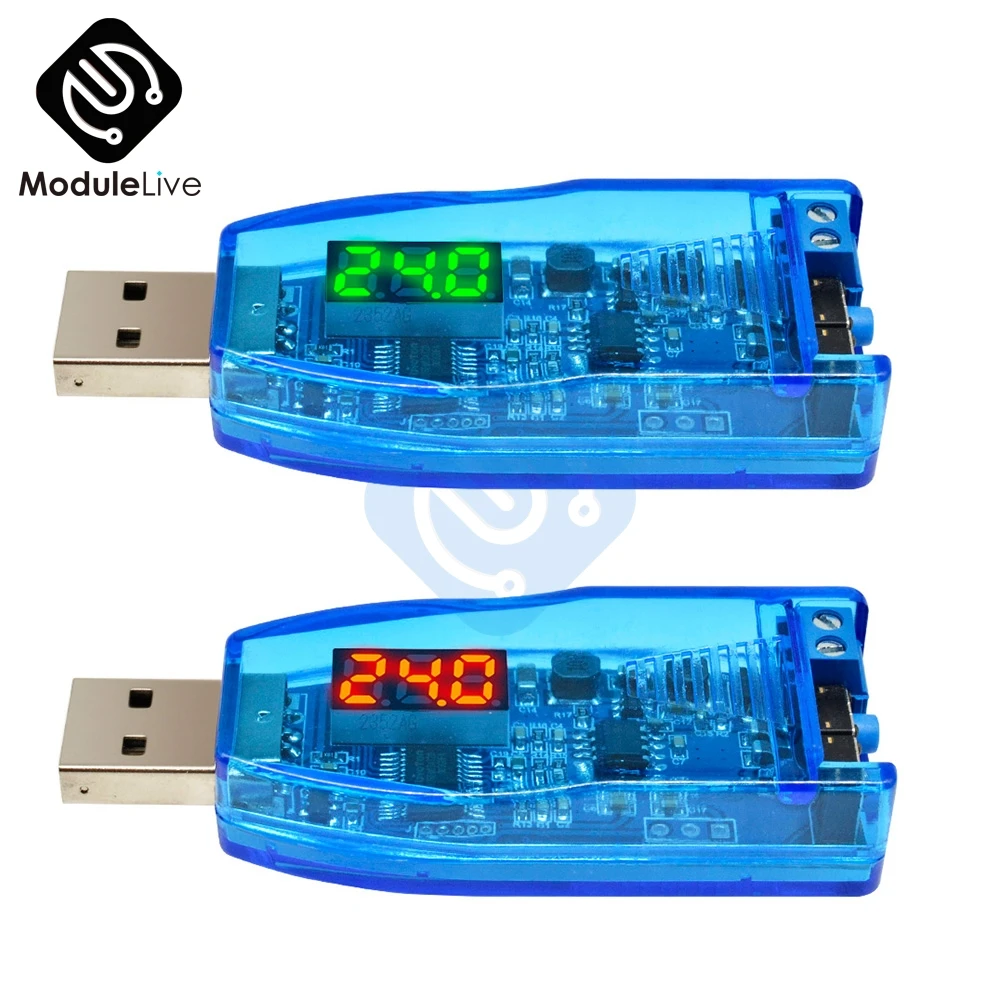 DC-DC 5V to 3.3V 9V 12V 24V Adjustable USB Step UP Down Power Converter Supply Module Red Green Display Voltage Volt Regulator