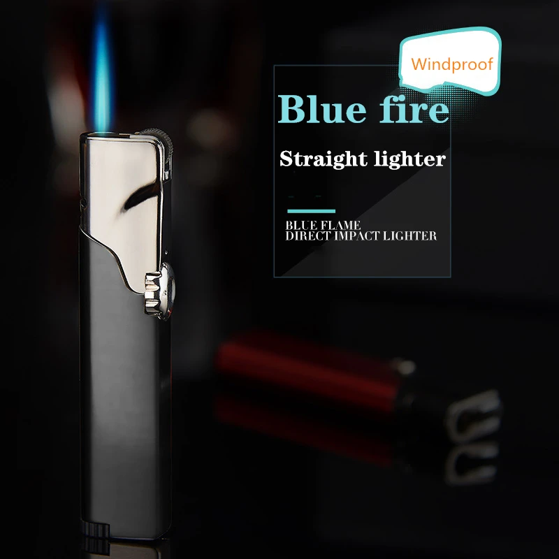 Надувная ветрозащитная зажигалка с синим пламенем оригинальные Креативные