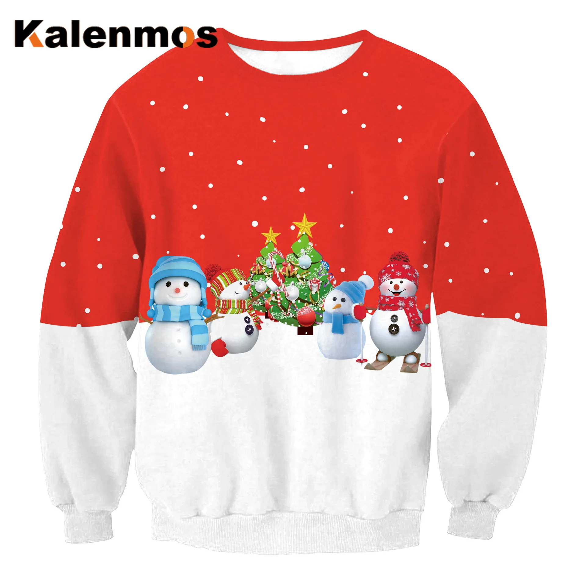 Рождественская Женская толстовка размера плюс рождественские топы с круглым