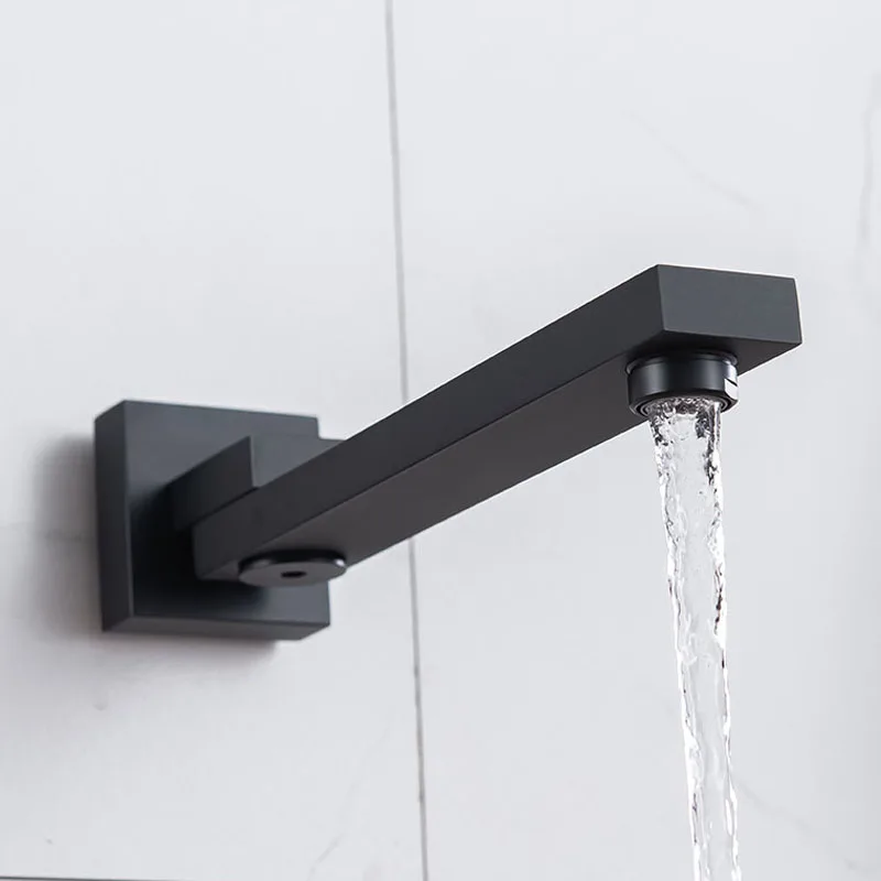 

AZOS Bathroom Foldable Spout Wall Mounted Matte Black Tub Spout 180° Rotation Brass Folding Tub Faucet Spout Non Diverter