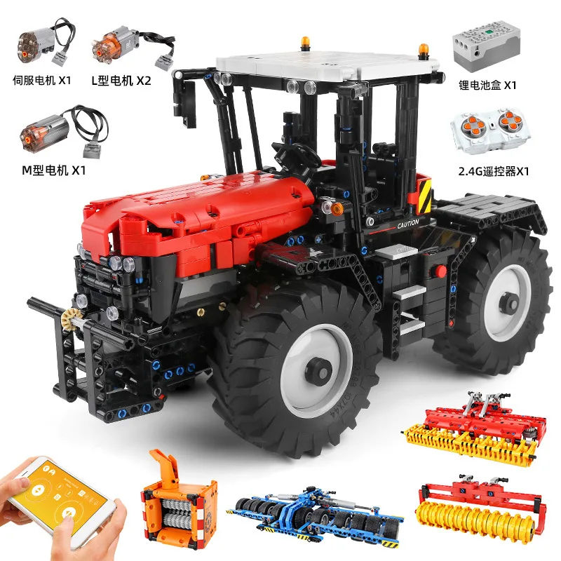 

MOULD KING 17020 High-Tech Car APP RC Moroized Tractor With Roller Packer Harrow Technic Parts Building Blocks Kids Toys Gifts