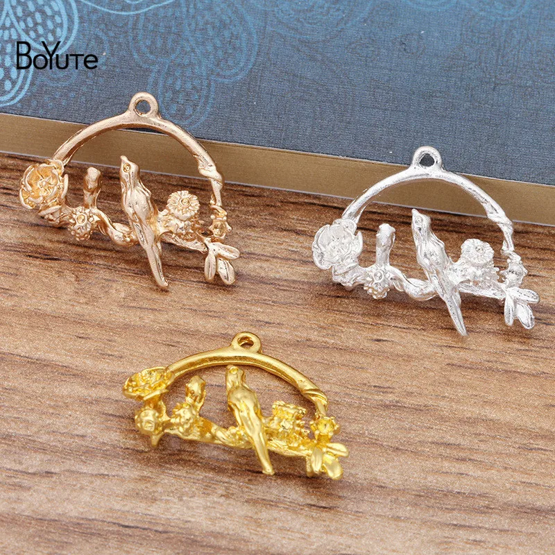 

BoYuTe Wholesale (50 Pieces/Lot) 21*26MM Metal Alloy Flower Bird Charms Pendant Diy Hand Made Hair Jewelry Accessories