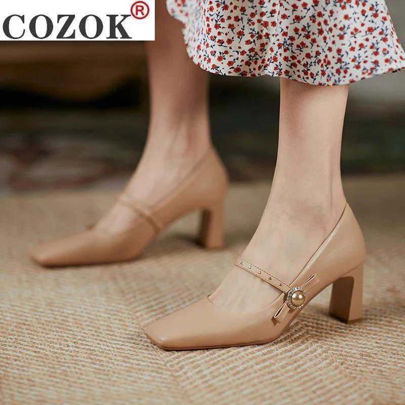 

Spring Fashion Pointed Square Heel Women Heel Sandals New Non-lace Shallow Mouth Comfortable Women's Heel Sandals Womens Heels Z