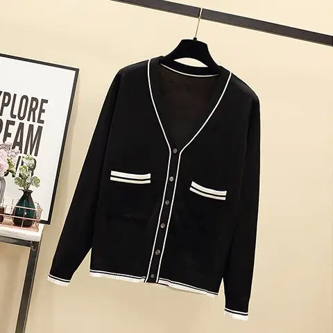 

2020 New Style Viscose Fiber Knitted Cardigan Jacket Female Shawl Outdoor V-neck Long-Sleeved Sweater