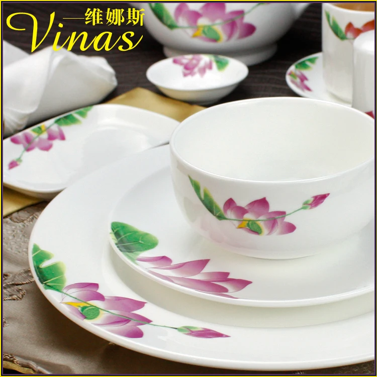 Европейский стиль керамический набор посуды Золотая инкрустация фарфоровая