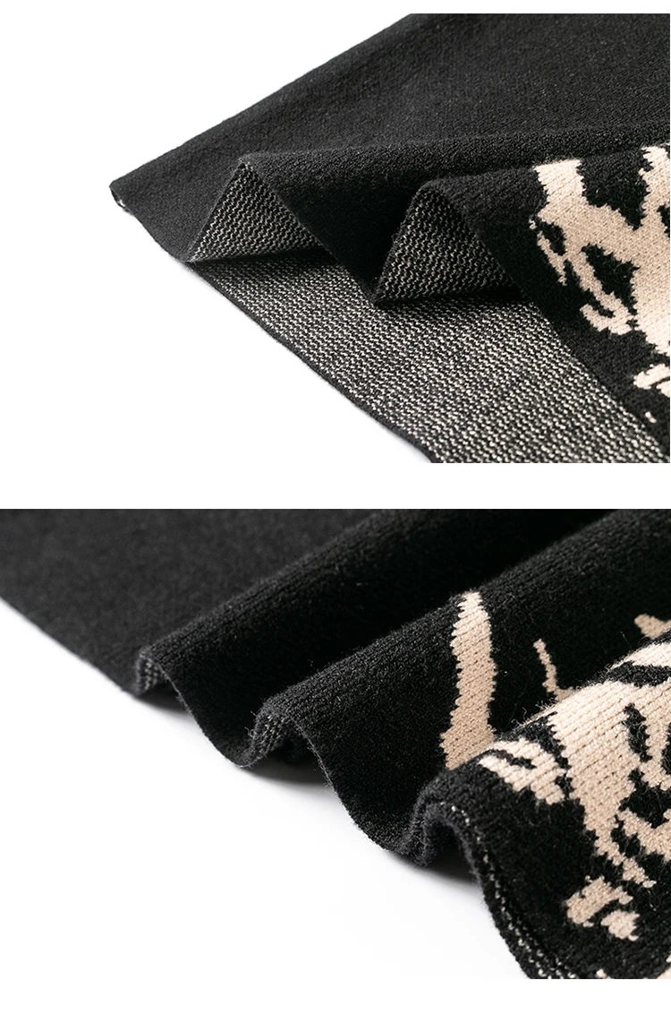 

2020 Autumn Winter Women Print Cashmere O Neck Knitted Patchwork Dress Plus Size Female Loose Pullovers Sweater Dresses