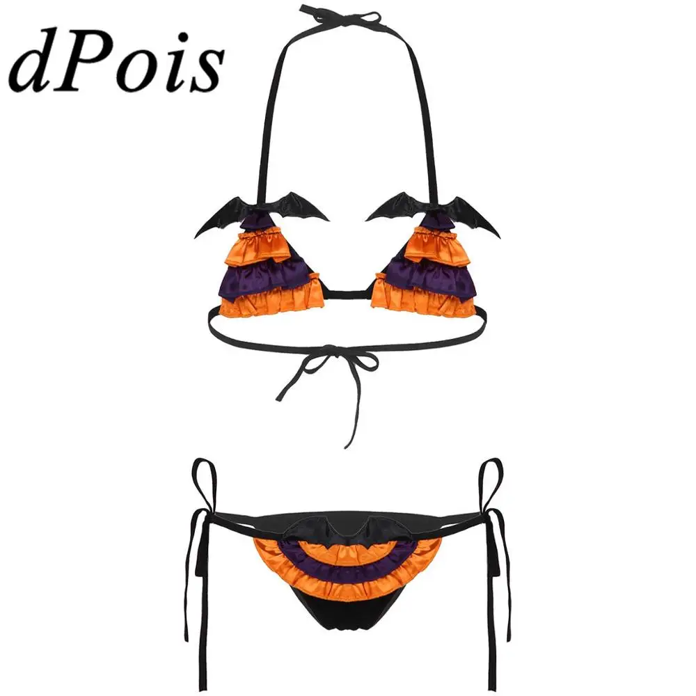 Женское бикини с дьявольским рисунком новинка экзотический комплект костюмы для