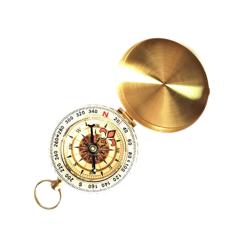 Наружный Карманный компас из чистой меди Металлическая измерительная линейка |