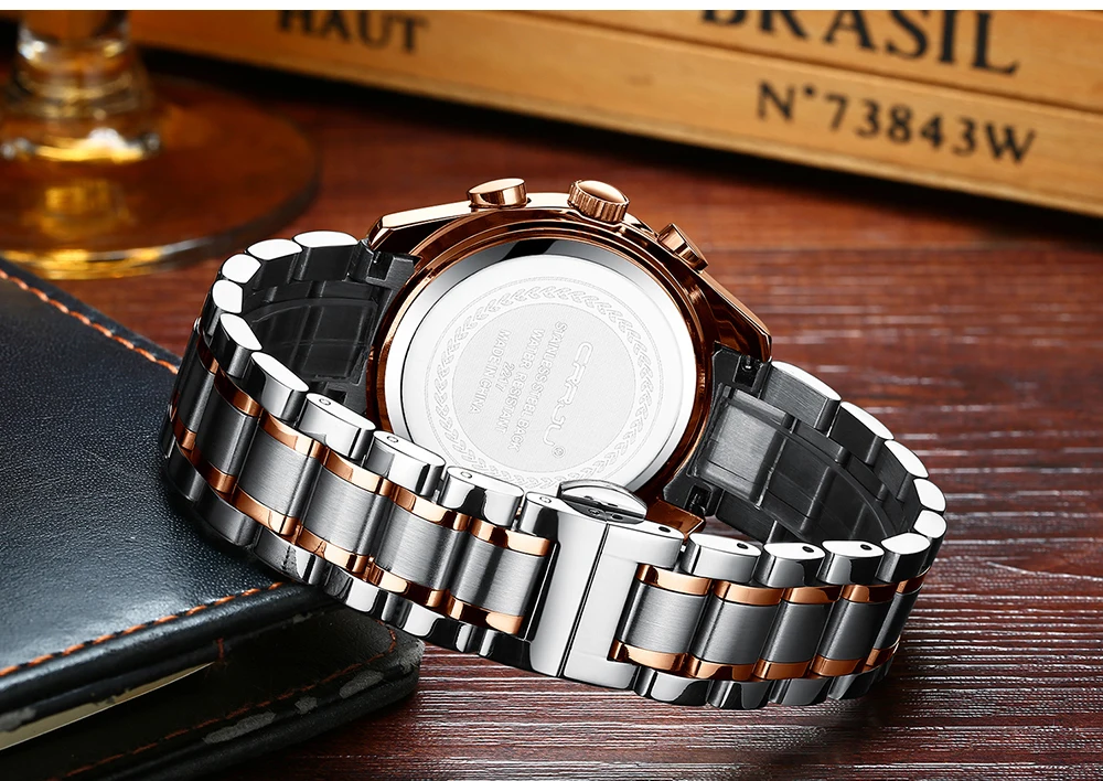 Relogio Masculino CRRJU мужские часы лучший бренд класса люкс водонепроницаемые 24 часа дата Кварцевые часы мужские кожаные спортивные наручные часы