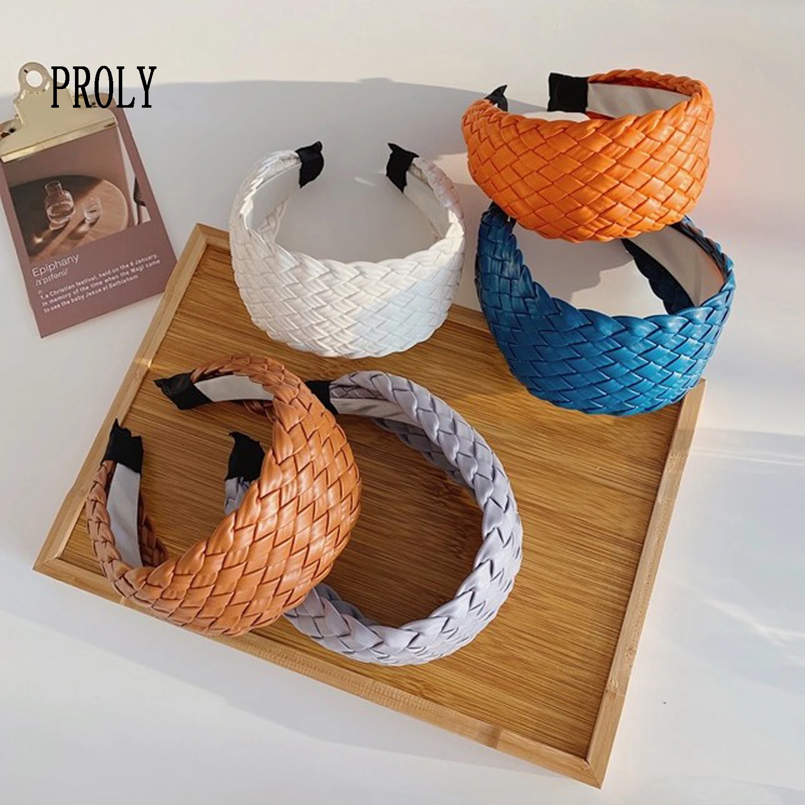 Повязка на голову PROLY женская из искусственной кожи модный плетеный Бандаж с