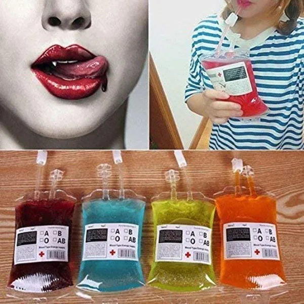 

12 Pcs Reusable Blood Bag for Drinks,Halloween Drink Container with Injection Tool, for Cosplay Halloween Zombie Party