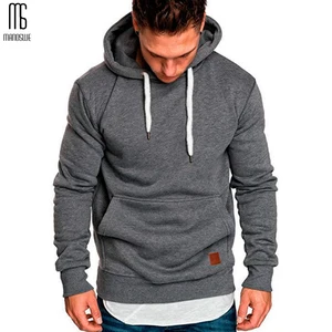 Мужская толстовка с капюшоном Manoswe, повседневная однотонная флисовая толстовка, спортивный костюм большого размера на осень и зиму, 2019
