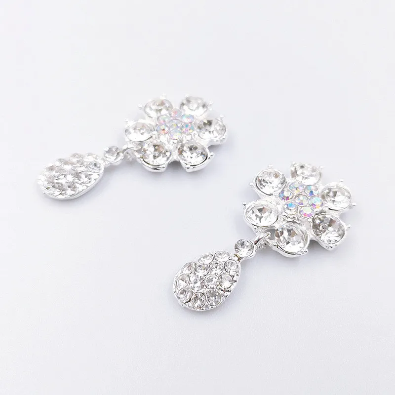 10 шт. 23*42 мм металлический сплав Серебряный Цвет Кристалл Стразы Цветы капли воды