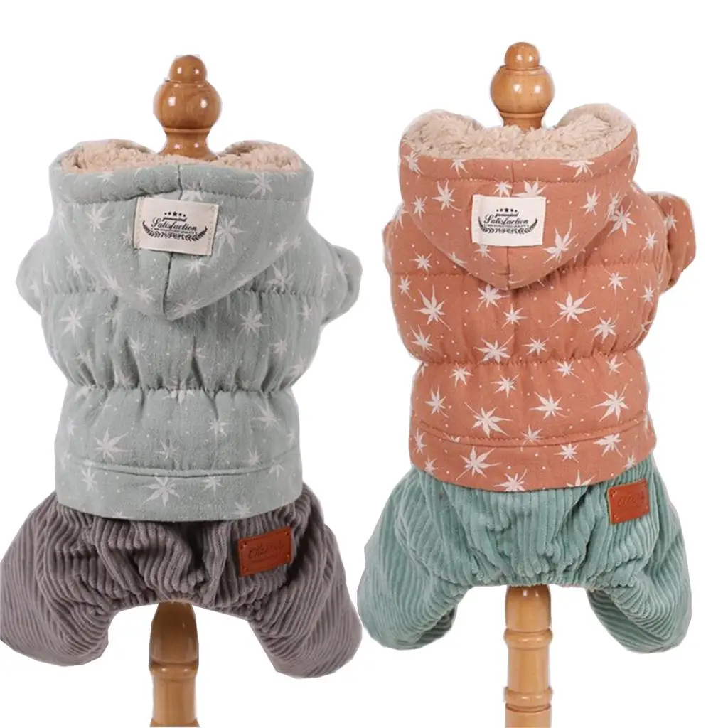 

Overalls for Dogs Winter Star Corduroy Fleece Teddy Warm Fleece Dog Clothes XS S M L XL