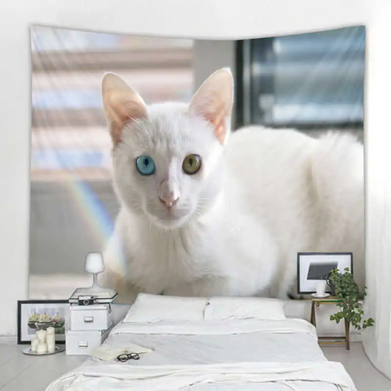 

Pet Tapestry Lovely Cat Bohemian Wall Hanging Dream Hanging Cloth Mandala Printed Tapestry Living Room Bedroom Home Decor