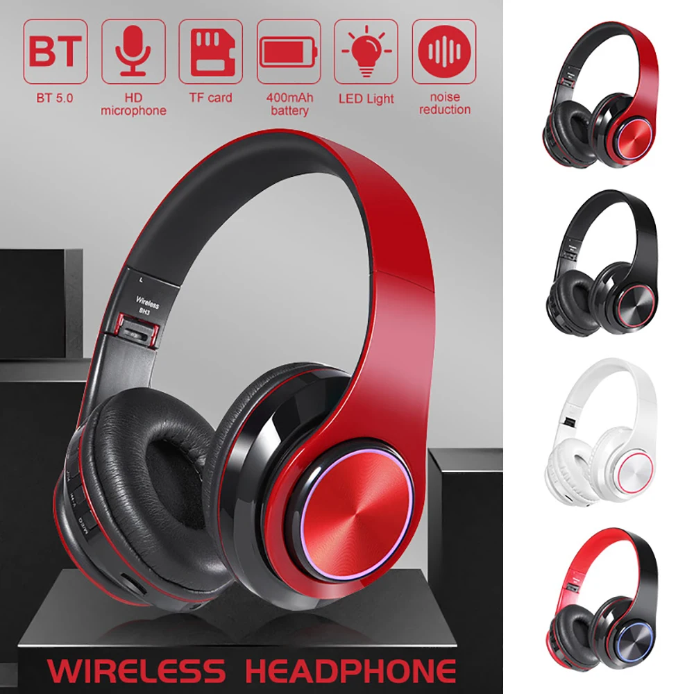 Светодиодный ные наушники со светодиодной подсветкой Bluetooth 5 0 стереонаушники с