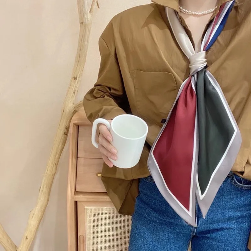 

Ribbon Scarves 2021 Spring and Summer New Decorative Double Layer Scarves Women's Art Scarves Headband Hijab