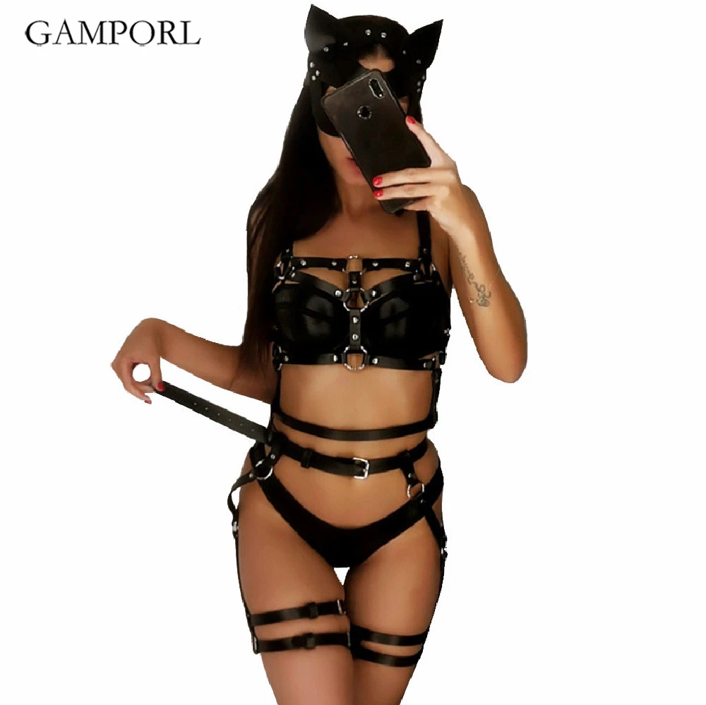 GAMPORL кожаный ремень нижнее белье комплект из 2 предметов Эротическая подвязка