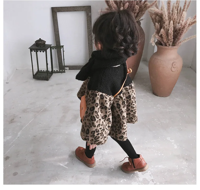 Платье для девочек Двуслойное бархатное платье с леопардовым принтом куклы