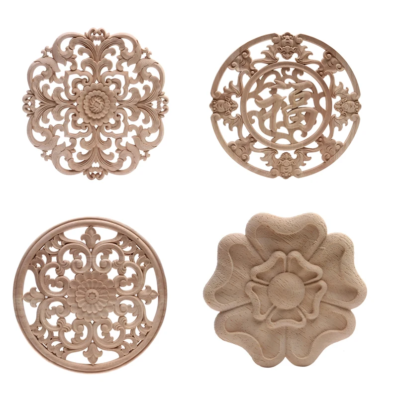 

Wood Applique Onlay Wood Decal Corner Home Cabinet Window Unpainted Antique Modern Ornamental European Decoration Wooden Walls